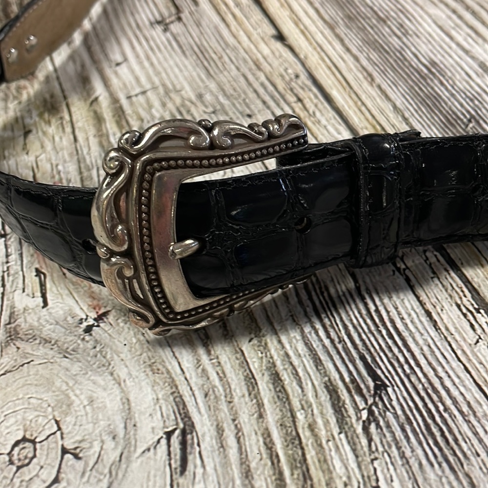 Vintage Brighton Black Leather Belt With Golf Bag and Charms Buckle
